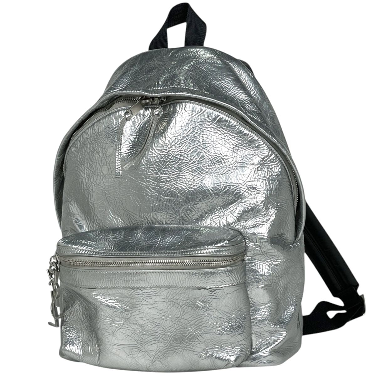 Saint Laurent Paris Backpack City Leather Silver