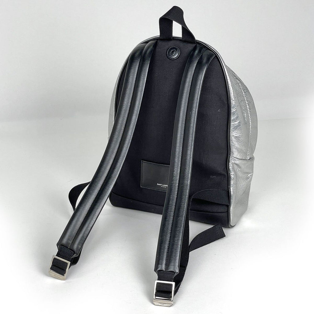 Saint Laurent Paris Backpack City Leather Silver — view 2