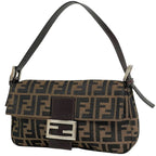 Fendi Shoulder Bag Zucca Pattern Mamma Baguette Canvas Brown