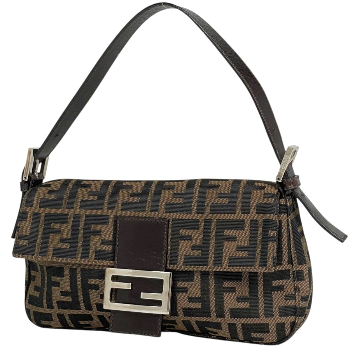 Fendi Shoulder Bag Zucca Pattern Mamma Baguette Canvas Brown