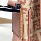 Fendi Shoulder Bag Zucchino Pattern Canvas Beige Pink — view 5