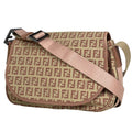 Fendi Shoulder Bag Zucchino Pattern Canvas Beige Pink