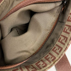 Fendi Shoulder Bag Zucchino Pattern Canvas Beige Pink — view 6