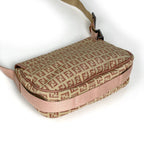 Fendi Shoulder Bag Zucchino Pattern Canvas Beige Pink — view 2