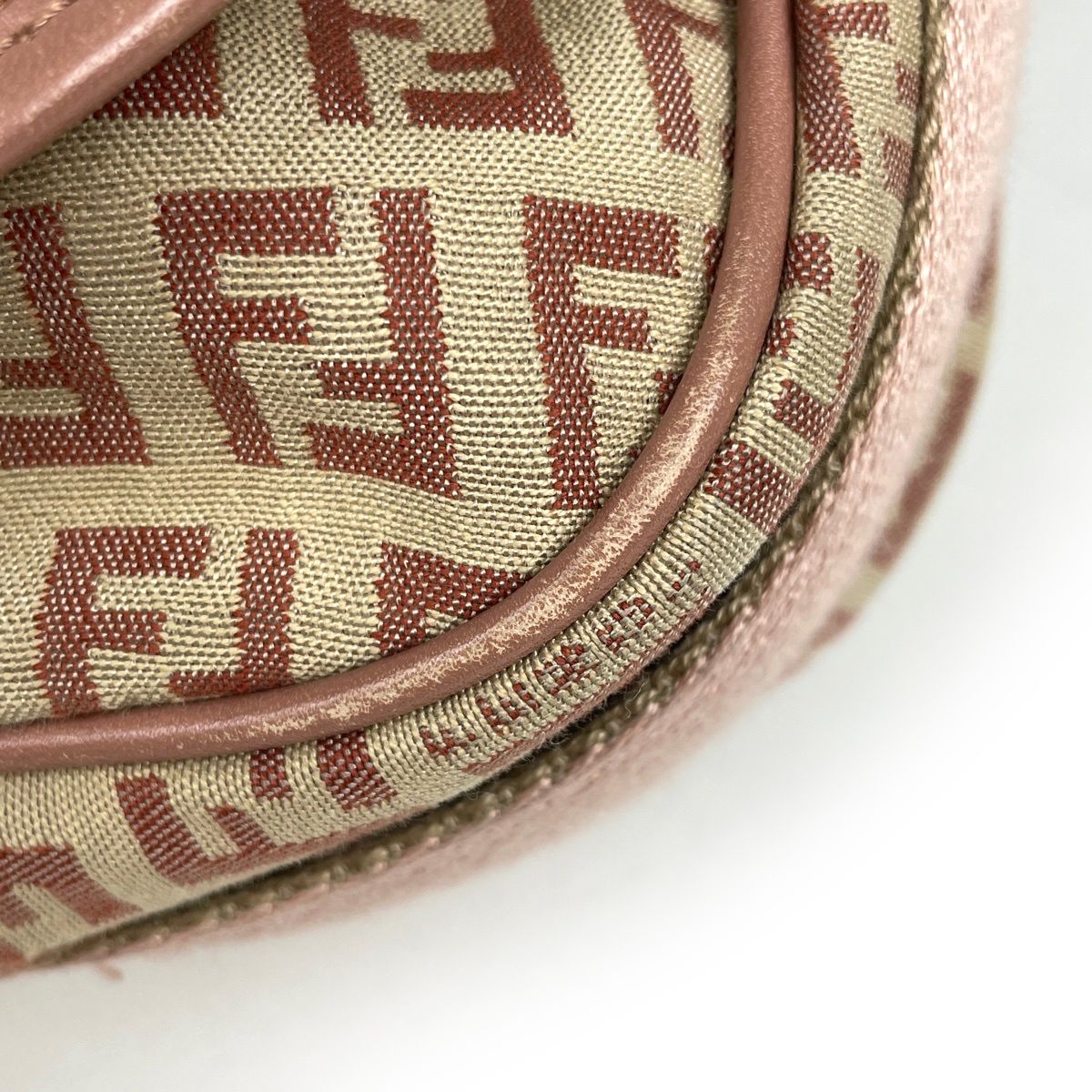 Fendi Shoulder Bag Zucchino Pattern Canvas Beige Pink — view 3