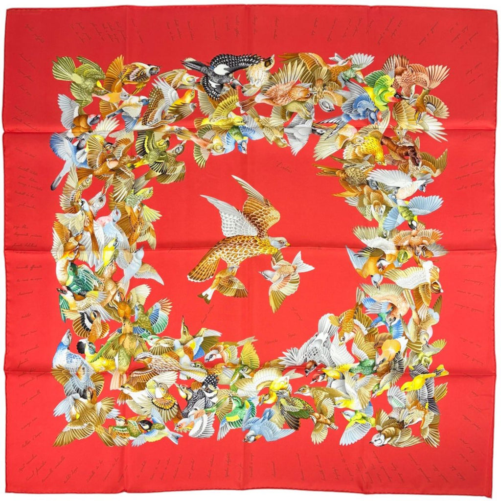 Hermes Carre 90 L'intrus Scarf Intruder Silk Red Multicolor