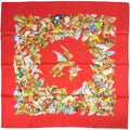 Hermes Carre 90 L'intrus Scarf Intruder Silk Red Multicolor