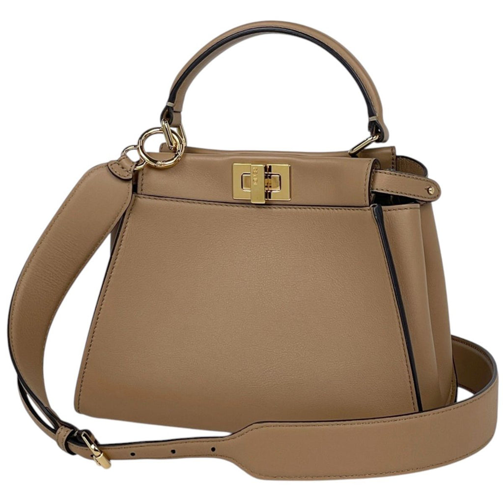 Fendi Handbag Peekaboo Mini 2-Way Pecan Leather Brown