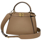 Fendi Handbag Peekaboo Mini 2-Way Pecan Leather Brown