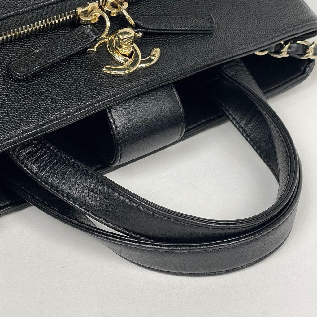 Chanel Handbag CC Logo Quilted 2-Way Business Infini Tea Caviar Leather Black — view 4