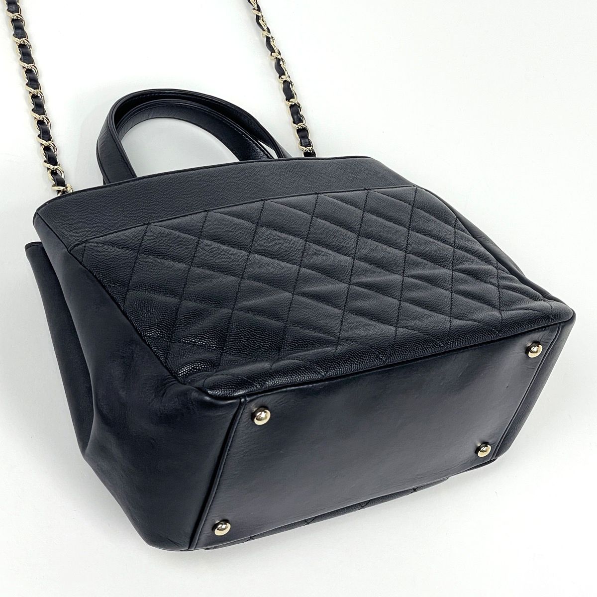 Chanel Handbag CC Logo Quilted 2-Way Business Infini Tea Caviar Leather Black — view 2