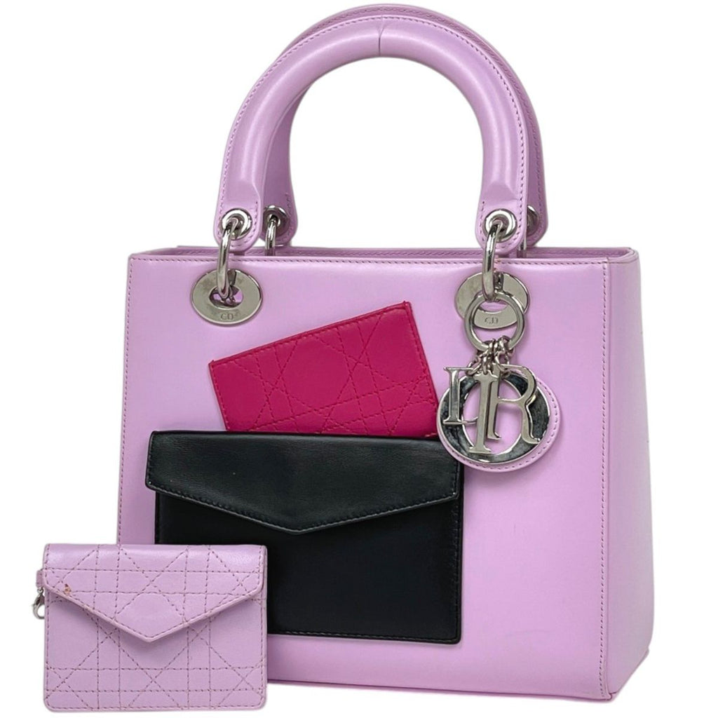 Dior Lady Handbag 2-Way Cannage Leather Pink