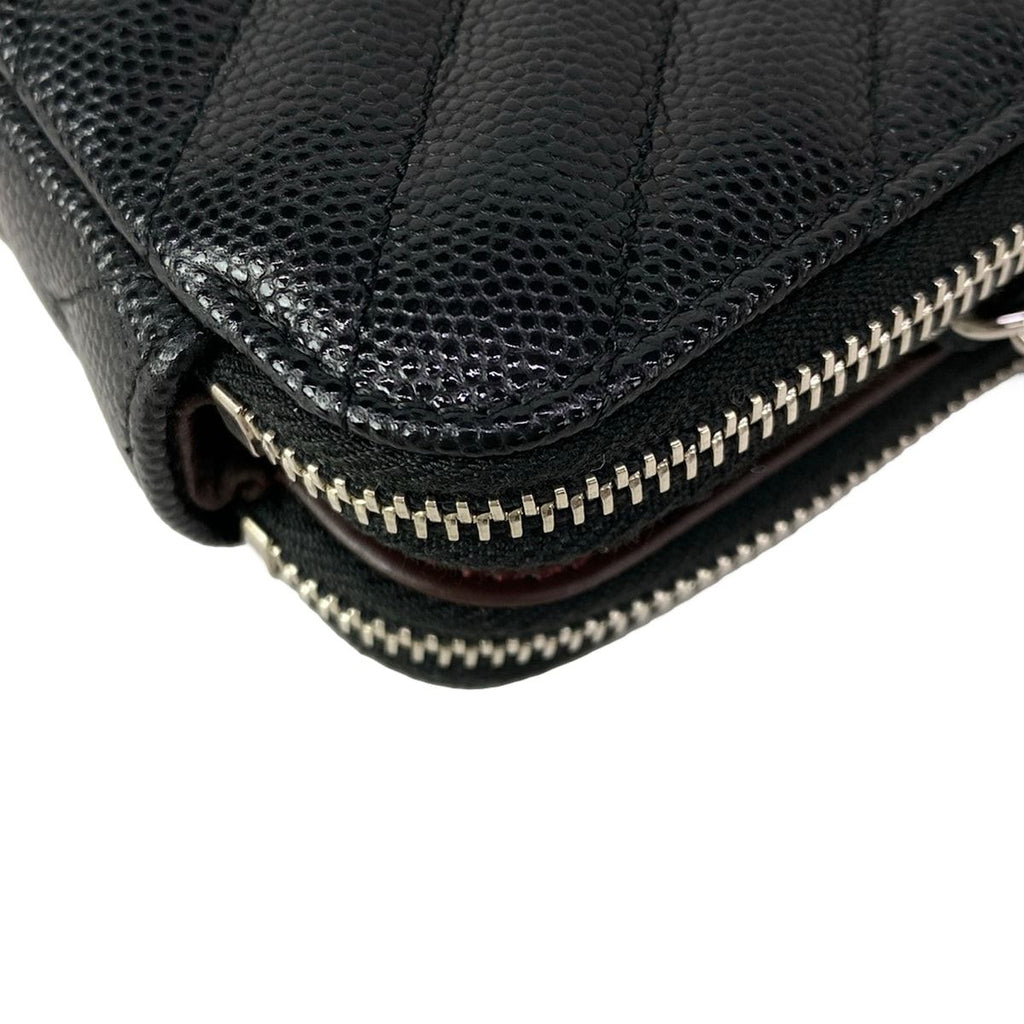 Chanel Wallet V-stitch Black Chain Silver Shoulder Bag — view 8