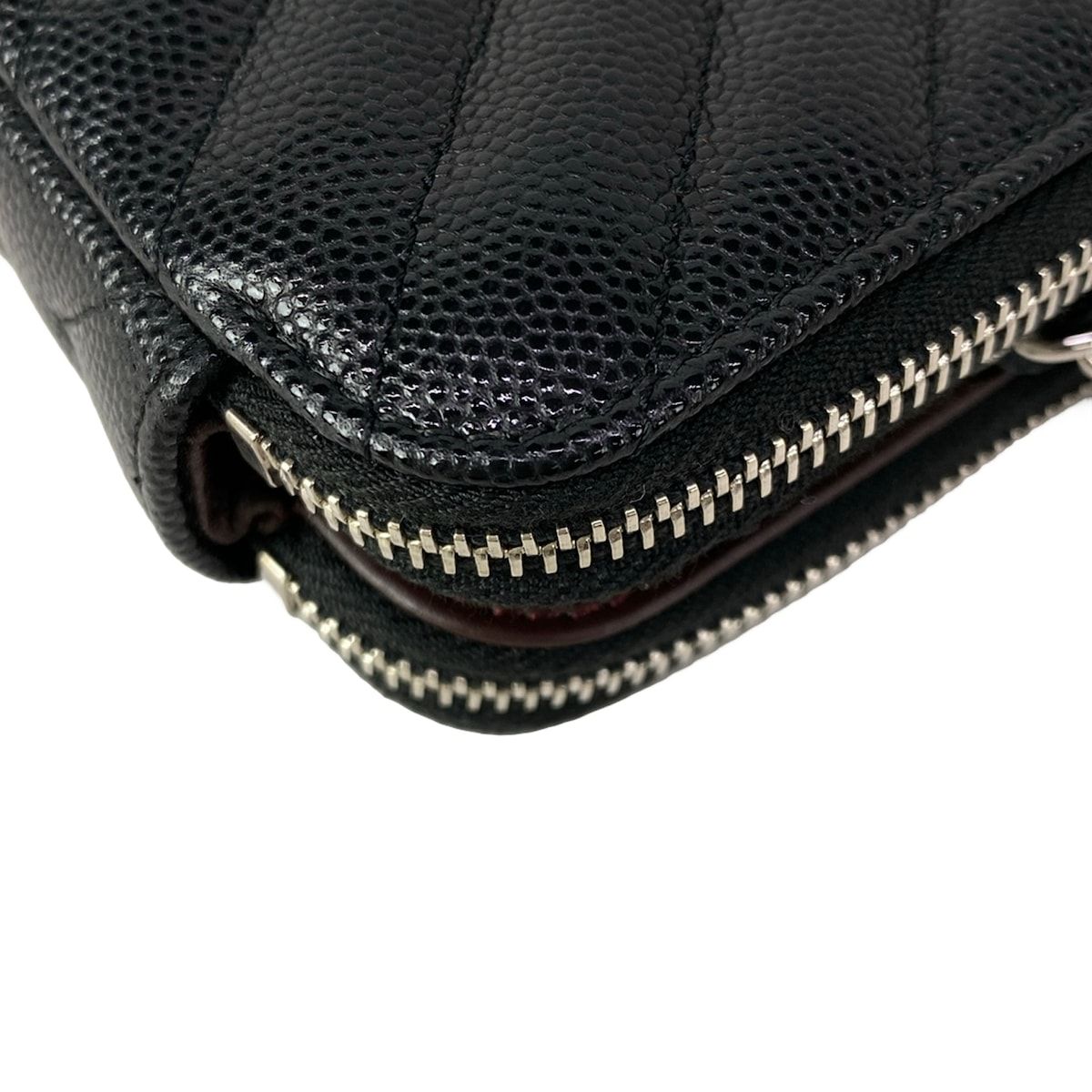 Chanel Wallet V-stitch Black Chain Silver Shoulder Bag — view 8