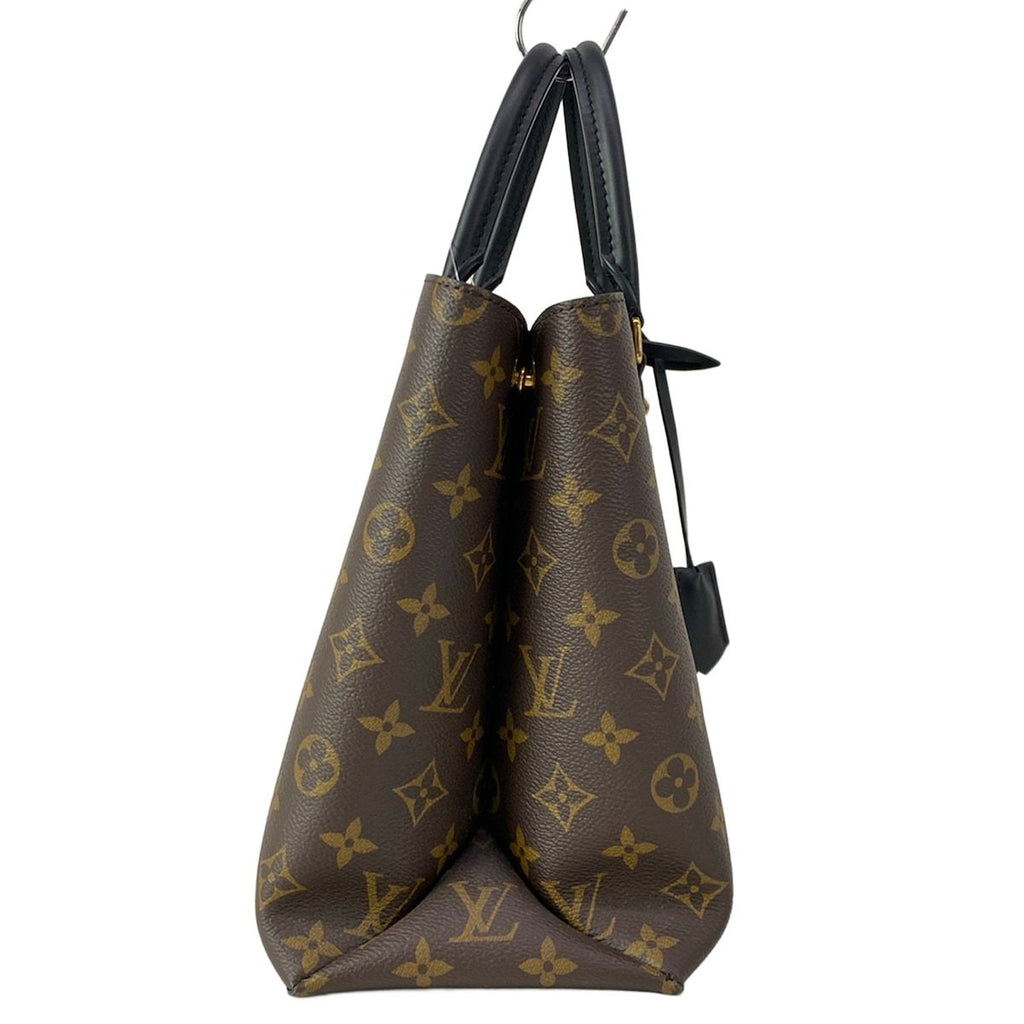 Louis Vuitton Tote Bag Monogram Flower Noir Leather — view 2
