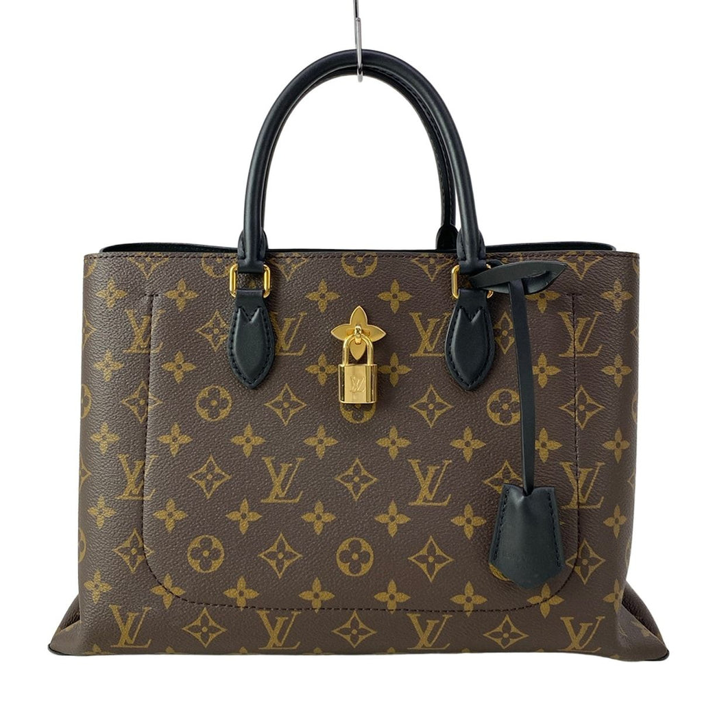 Louis Vuitton Tote Bag Monogram Flower Noir Leather