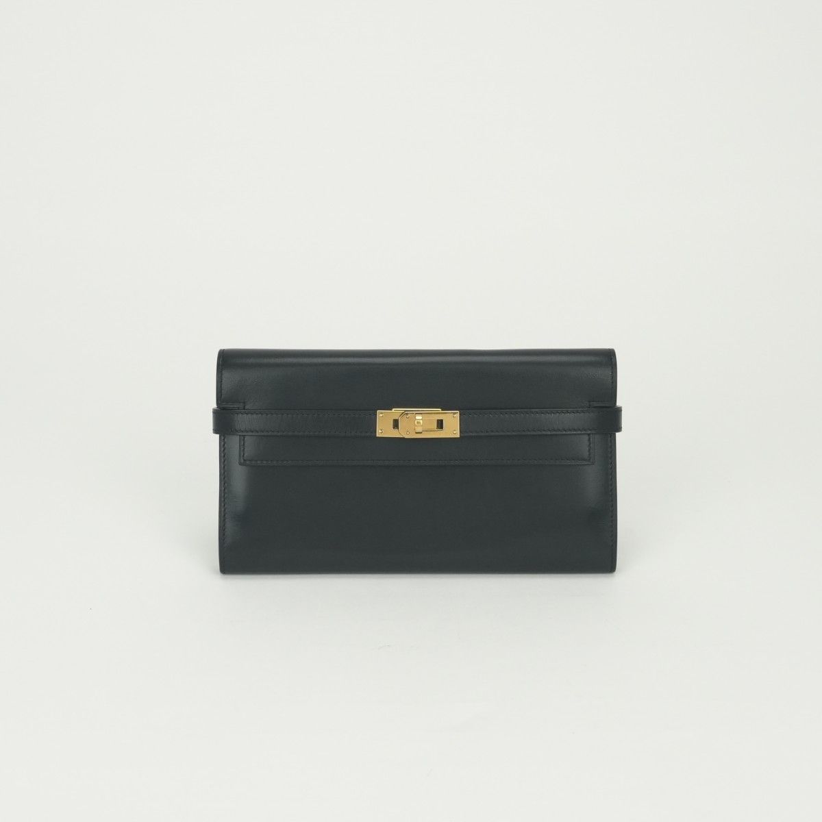 Hermes Kelly Wallet Box Calf Noir Black Gold