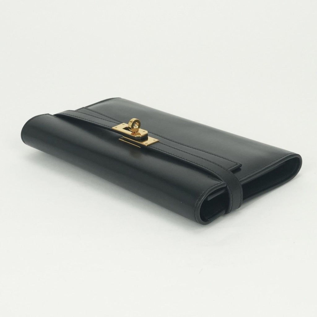 Hermes Kelly Wallet Box Calf Noir Black Gold — view 3