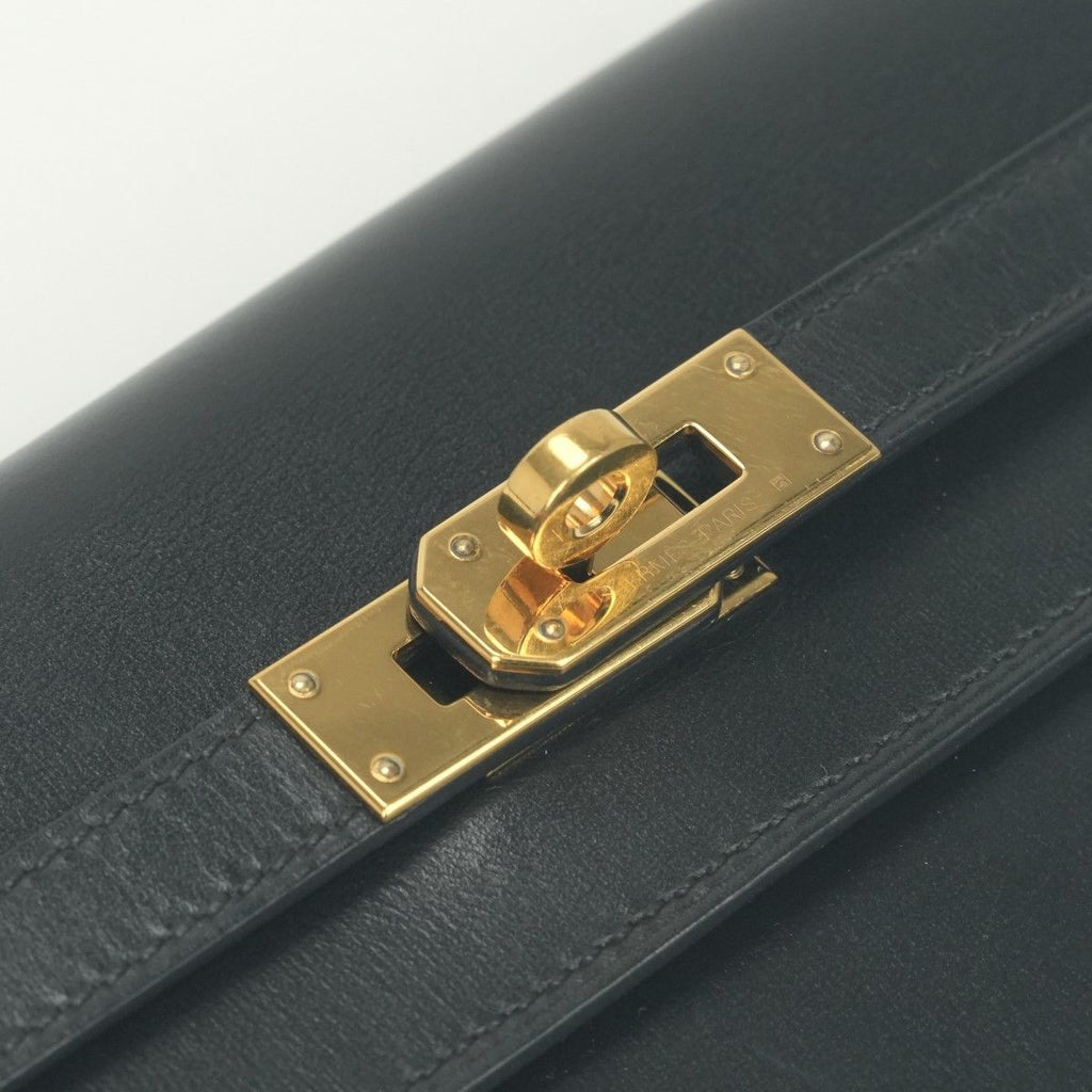 Hermes Kelly Wallet Box Calf Noir Black Gold — view 7