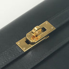Hermes Kelly Wallet Box Calf Noir Black Gold — view 7
