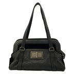 Chanel Shoulder Bag Quilted 2.55 Black Vintage Silver