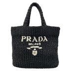 Prada Tote Bag Small Clochette Black White Basket