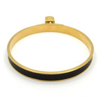 Hermes Bangle Kelly Leather Gold Black Bracelet — view 3
