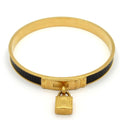 Hermes Bangle Kelly Leather Gold Black Bracelet