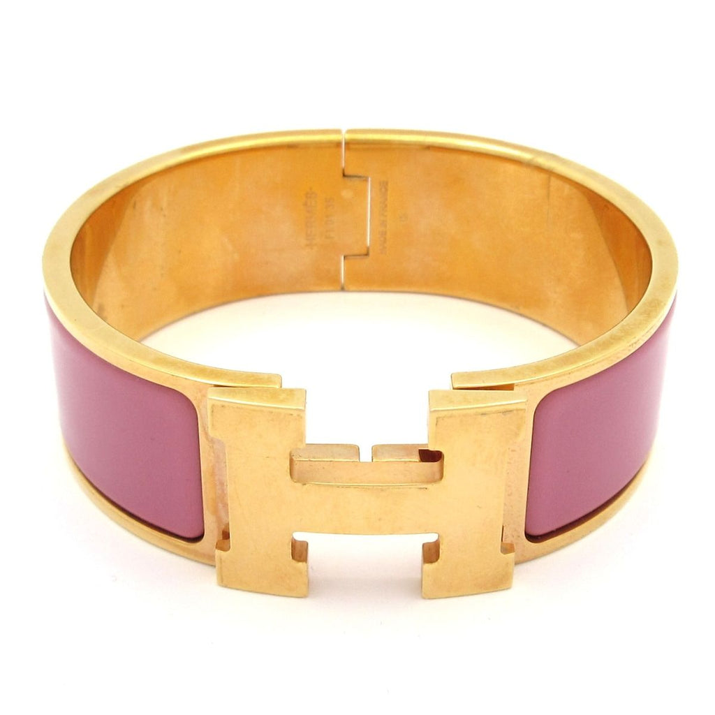 Hermes Bangle Clic Clac H Gold Pink Bracelet