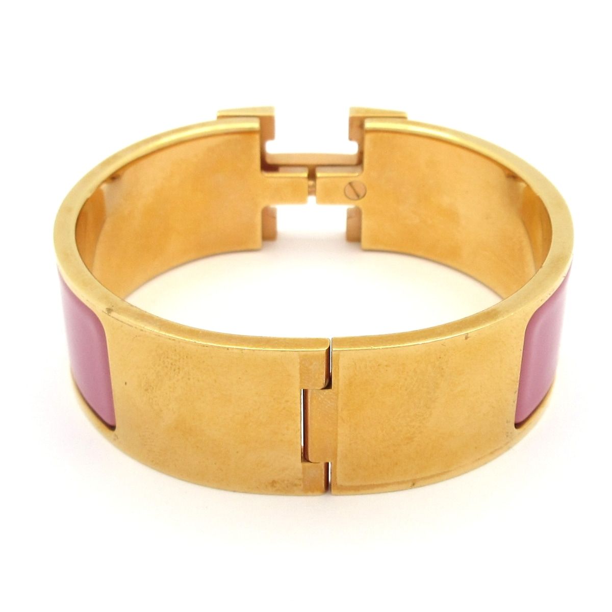 Hermes Bangle Clic Clac H Gold Pink Bracelet — view 3