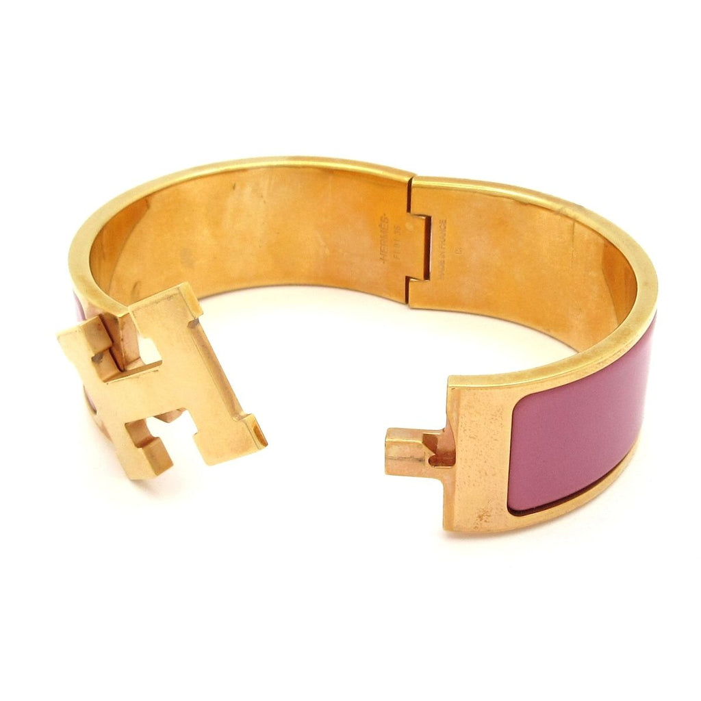 Hermes Bangle Clic Clac H Gold Pink Bracelet — view 5