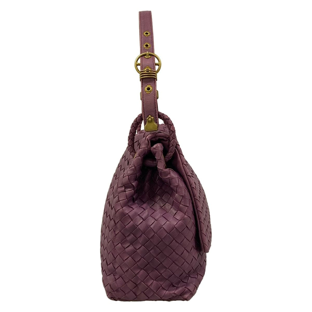 Bottega Veneta Shoulder Bag Intrecciato Purple Leather — view 2