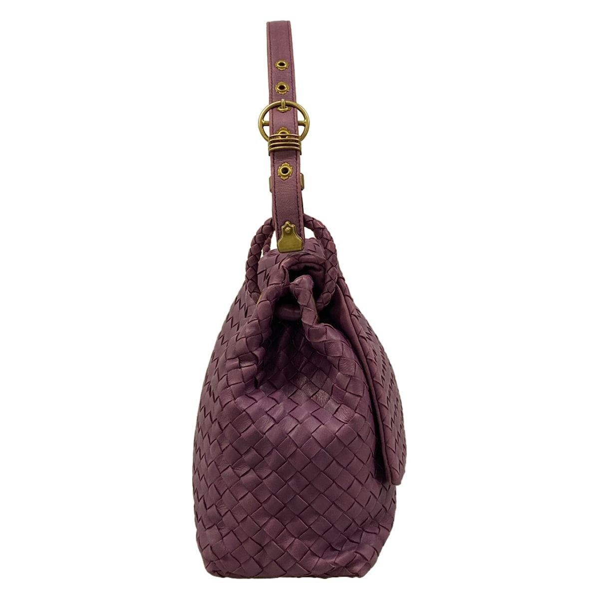 Bottega Veneta Shoulder Bag Intrecciato Purple Leather — view 2