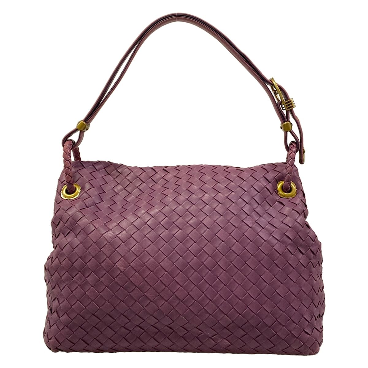 Bottega Veneta Shoulder Bag Intrecciato Purple Leather — view 3