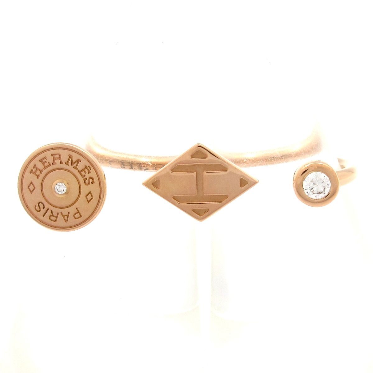 Hermes Ring Gambade Double 18k Pink Gold Diamond 2D
