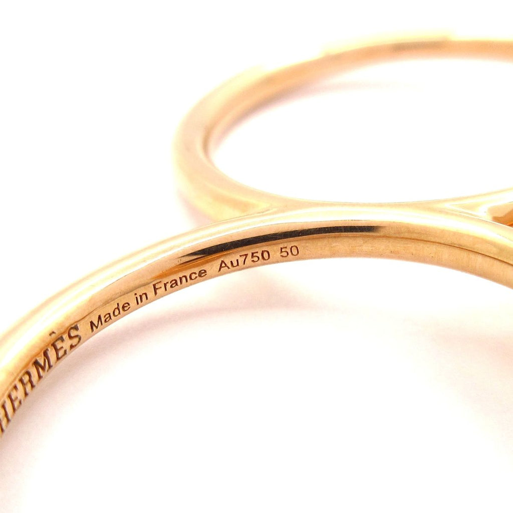 Hermes Ring Gambade Double 18k Pink Gold Diamond 2D — view 6