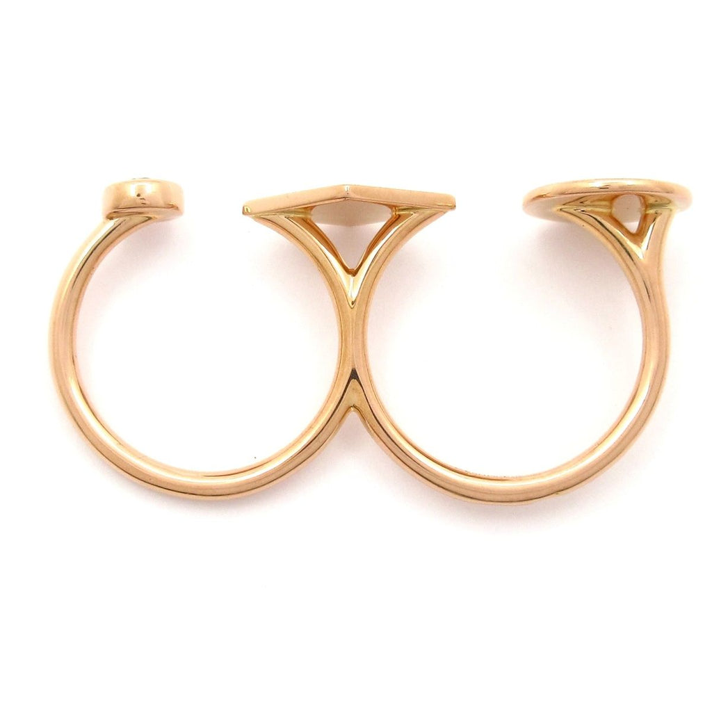 Hermes Ring Gambade Double 18k Pink Gold Diamond 2D — view 4