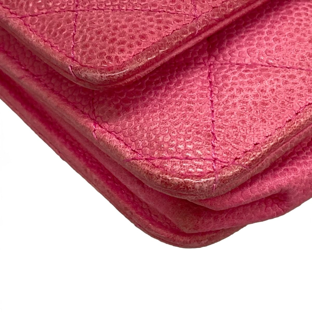 Chanel Wallet Quilted Pink Chain Silver Shoulder Bag — view 8