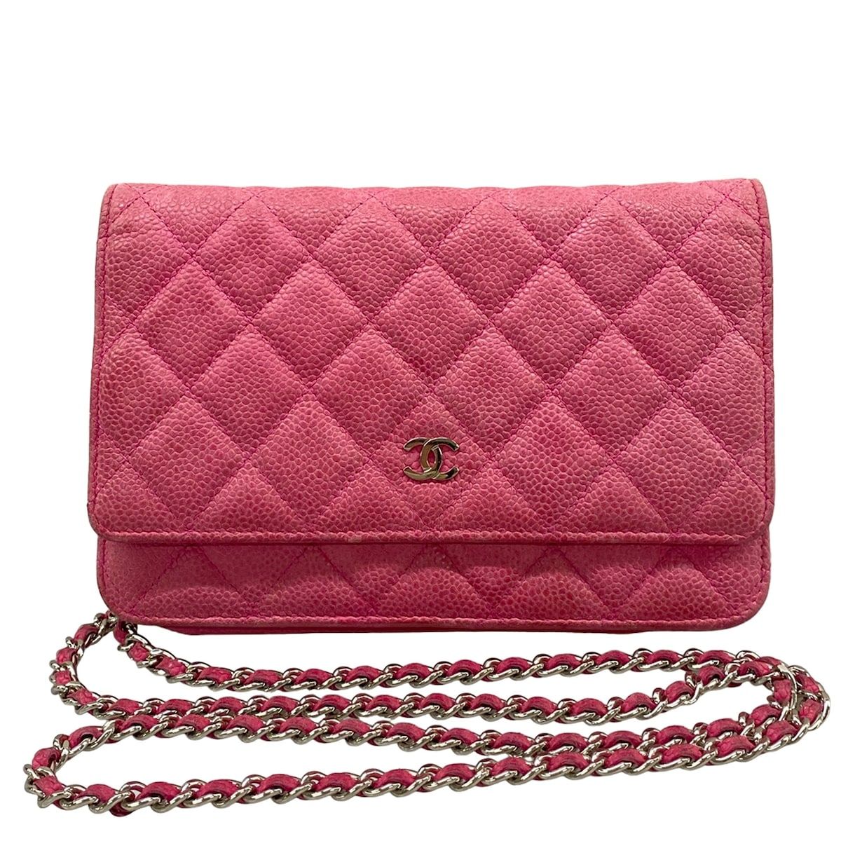 Chanel Wallet Quilted Pink Chain Silver Shoulder Bag