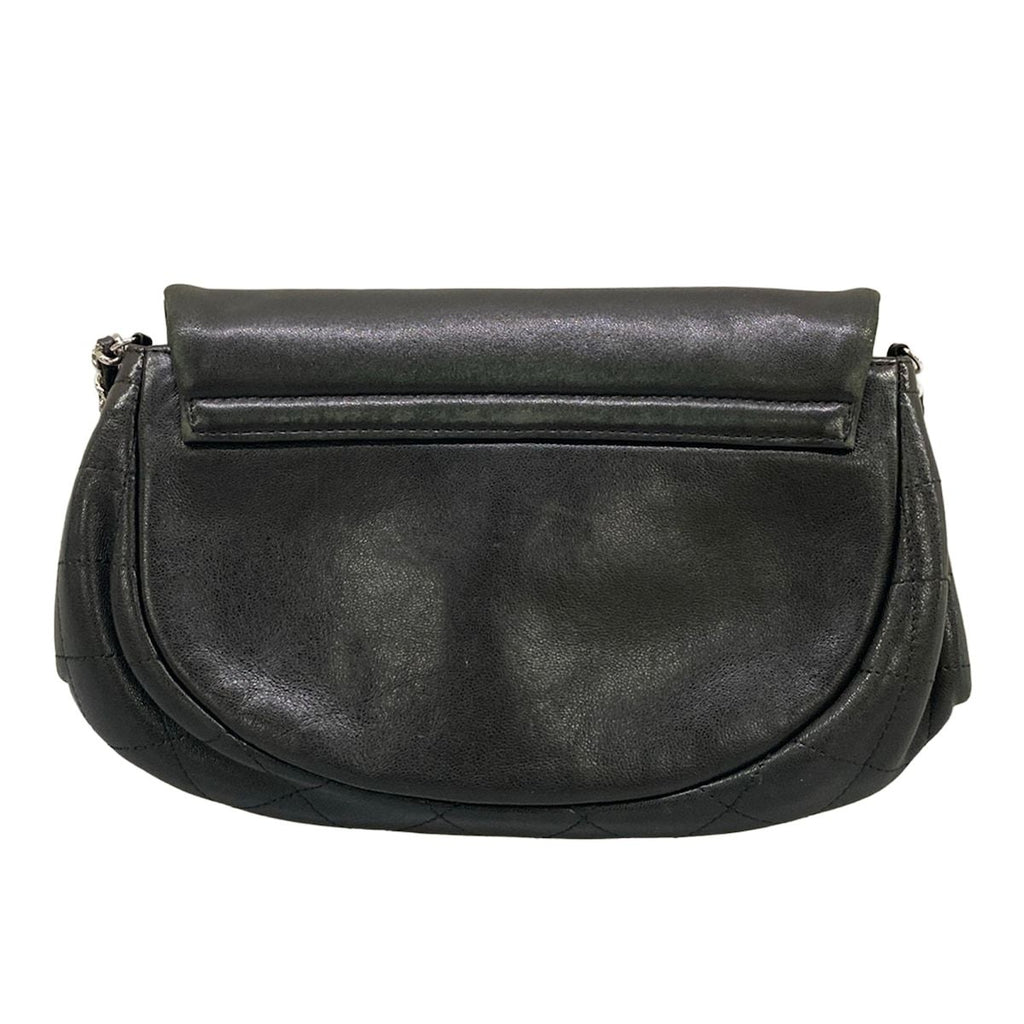 Chanel Wallet Half Moon Black Chain Silver Lambskin Shoulder Bag — view 2