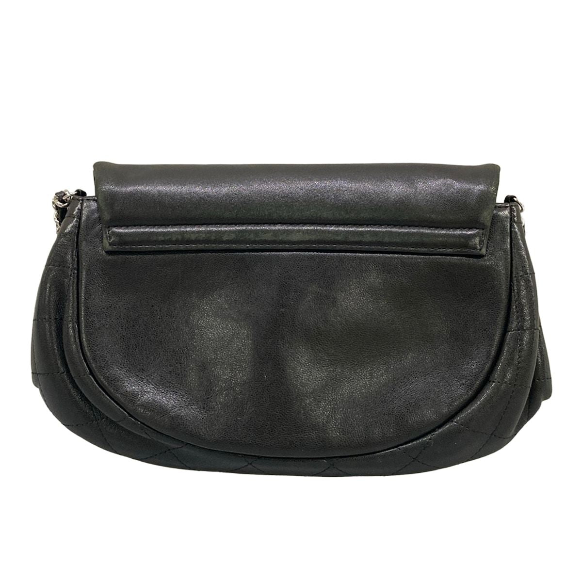 Chanel Wallet Half Moon Black Chain Silver Lambskin Shoulder Bag — view 2