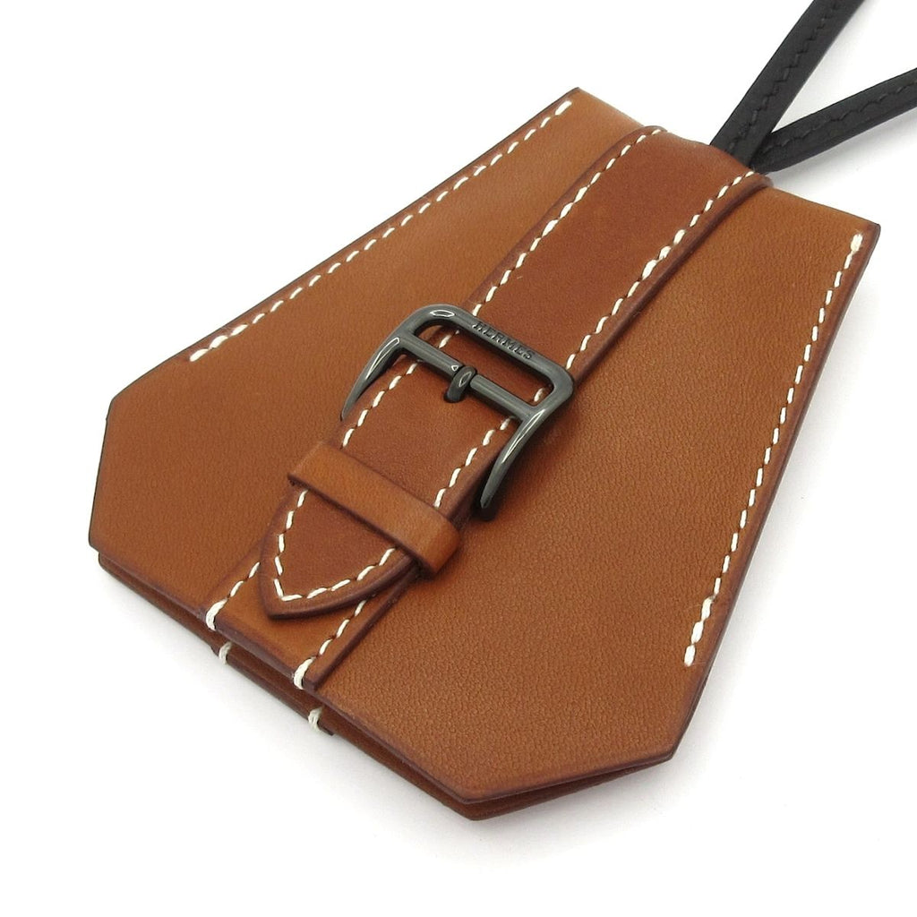 Hermes Necklace Clochette Leather Black Brown