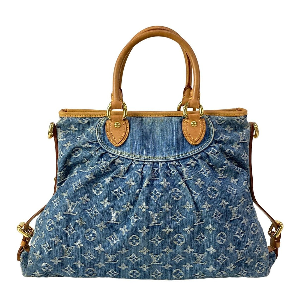 Louis Vuitton Handbag Monogram Denim Neo Cabby MM Blue Cotton
