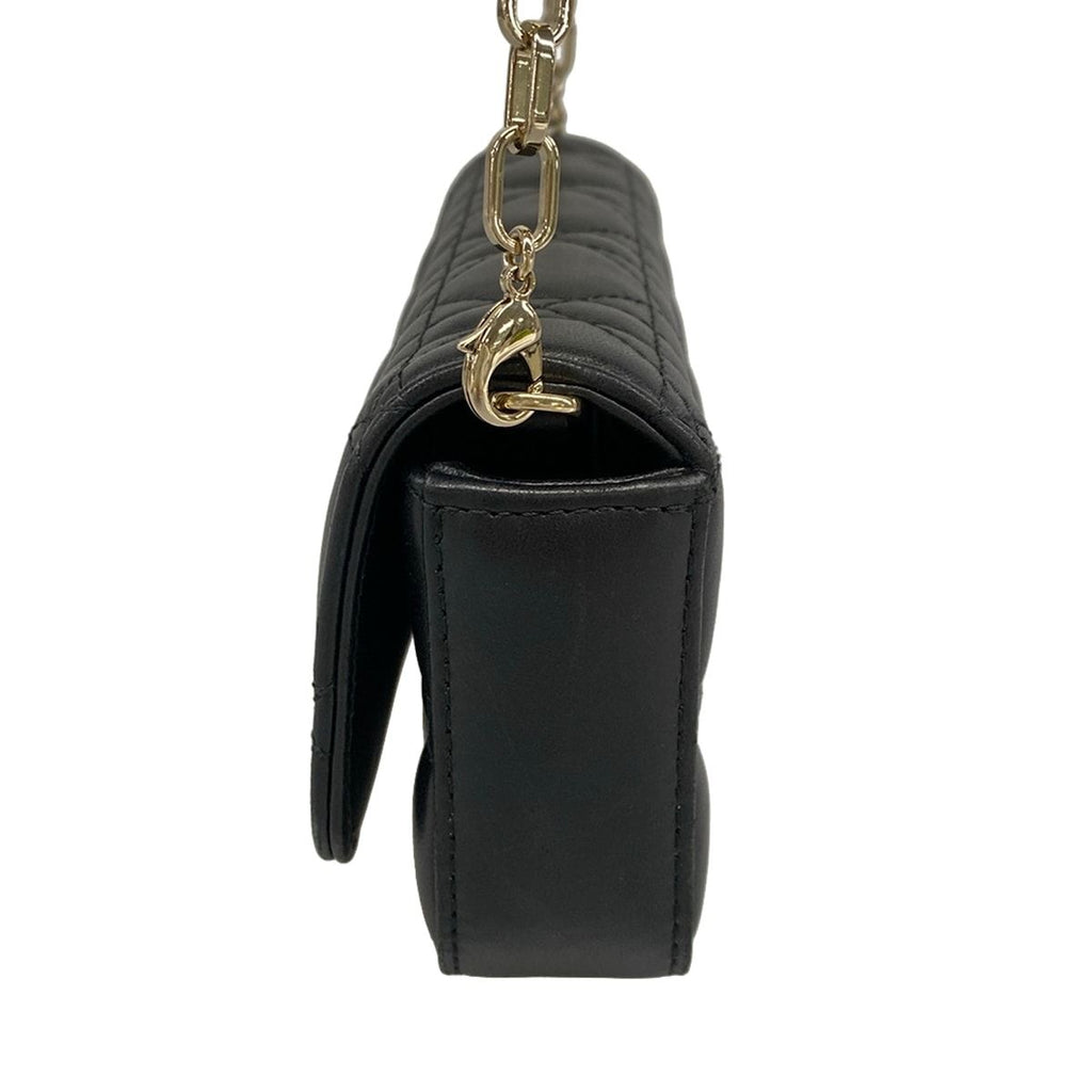 Dior Shoulder Bag Cannage Stitch Black Chain Smartphone Pochette Lambskin — view 4