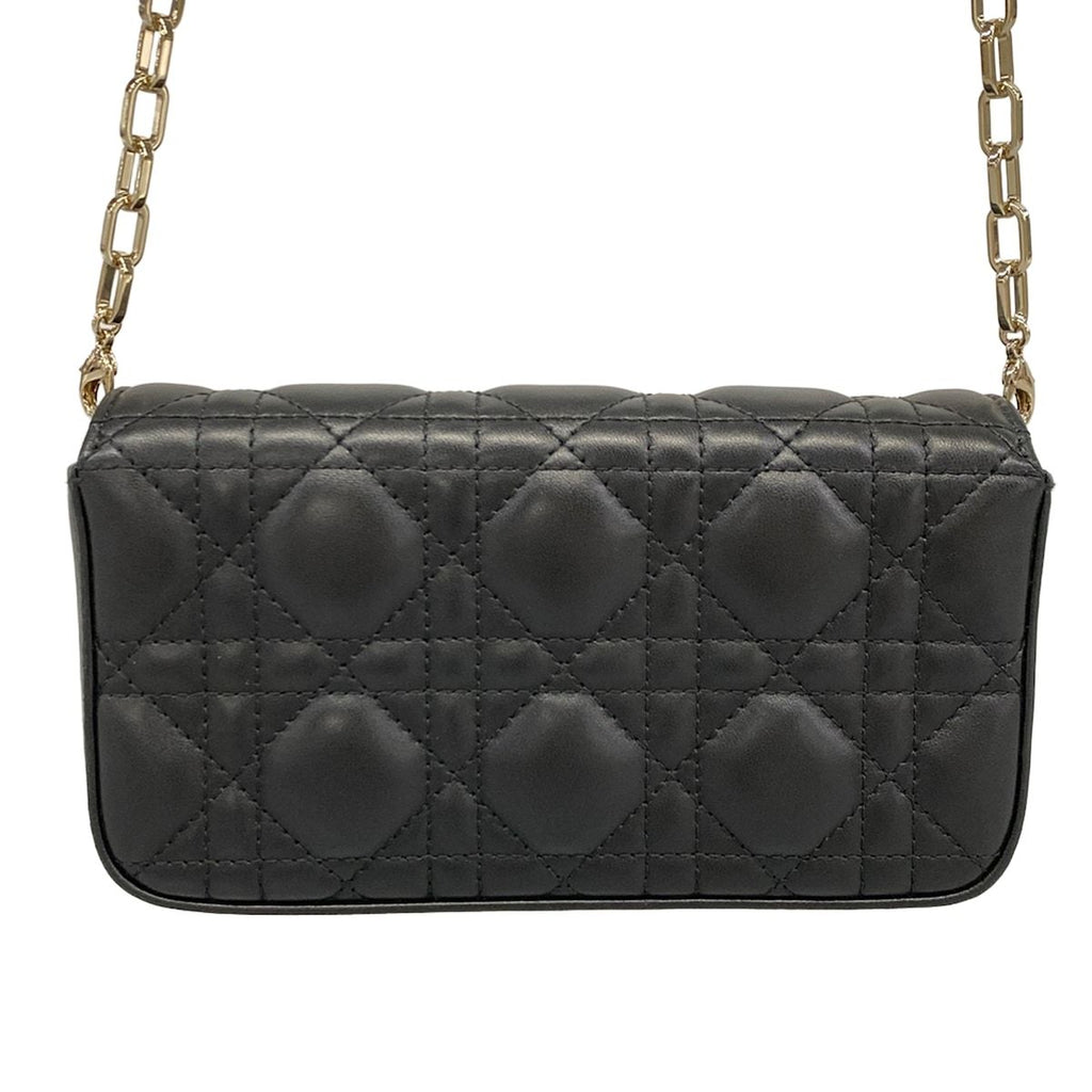 Dior Shoulder Bag Cannage Stitch Black Chain Smartphone Pochette Lambskin — view 3