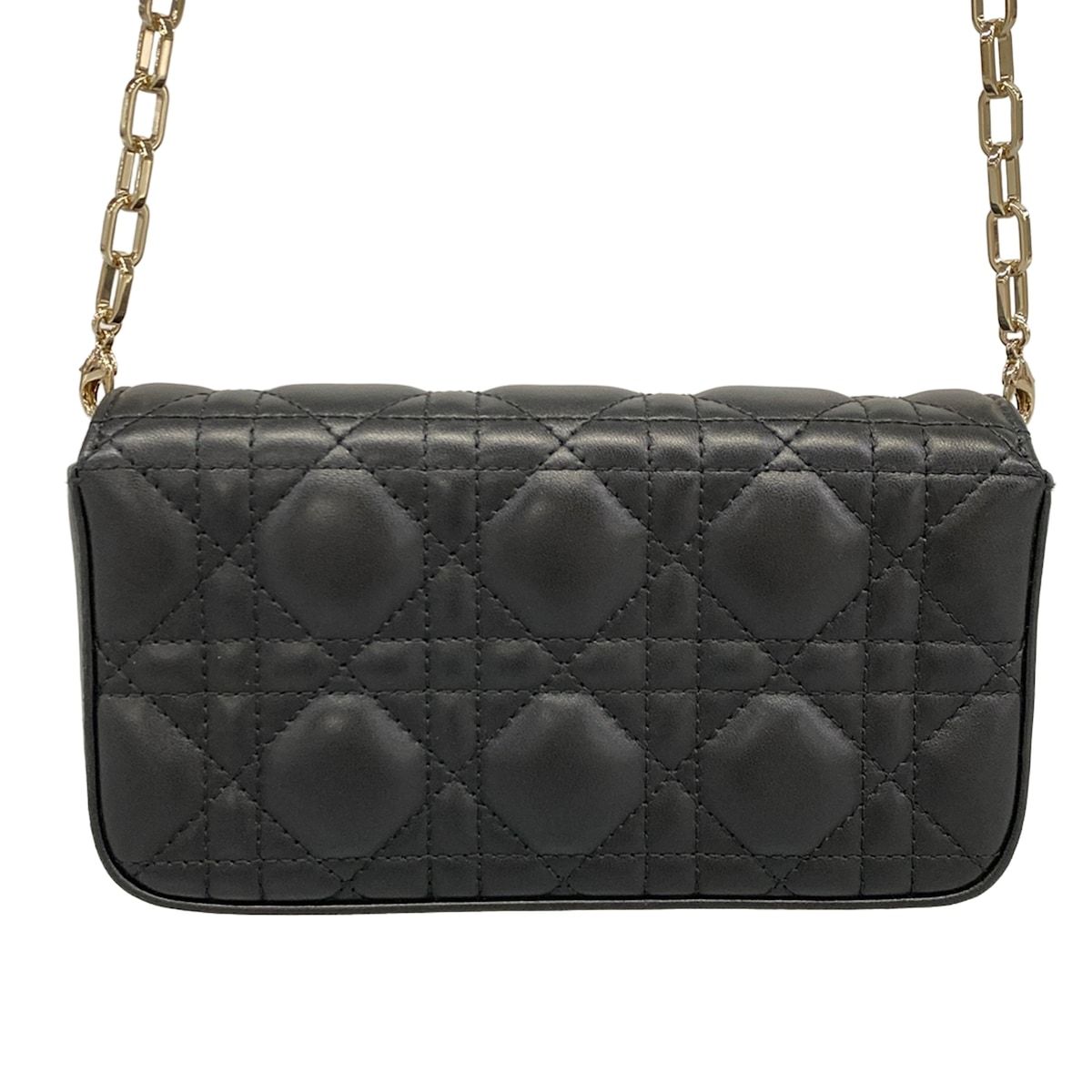 Dior Shoulder Bag Cannage Stitch Black Chain Smartphone Pochette Lambskin — view 3