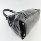 Gucci Brit Interlocking G Sherry Line Tote Shoulder Bag Patent Leather Black — view 8