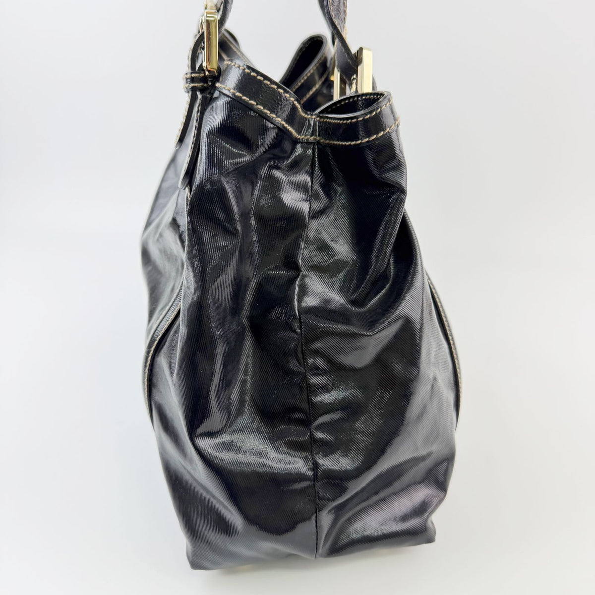 Gucci Brit Interlocking G Sherry Line Tote Shoulder Bag Patent Leather Black — view 4