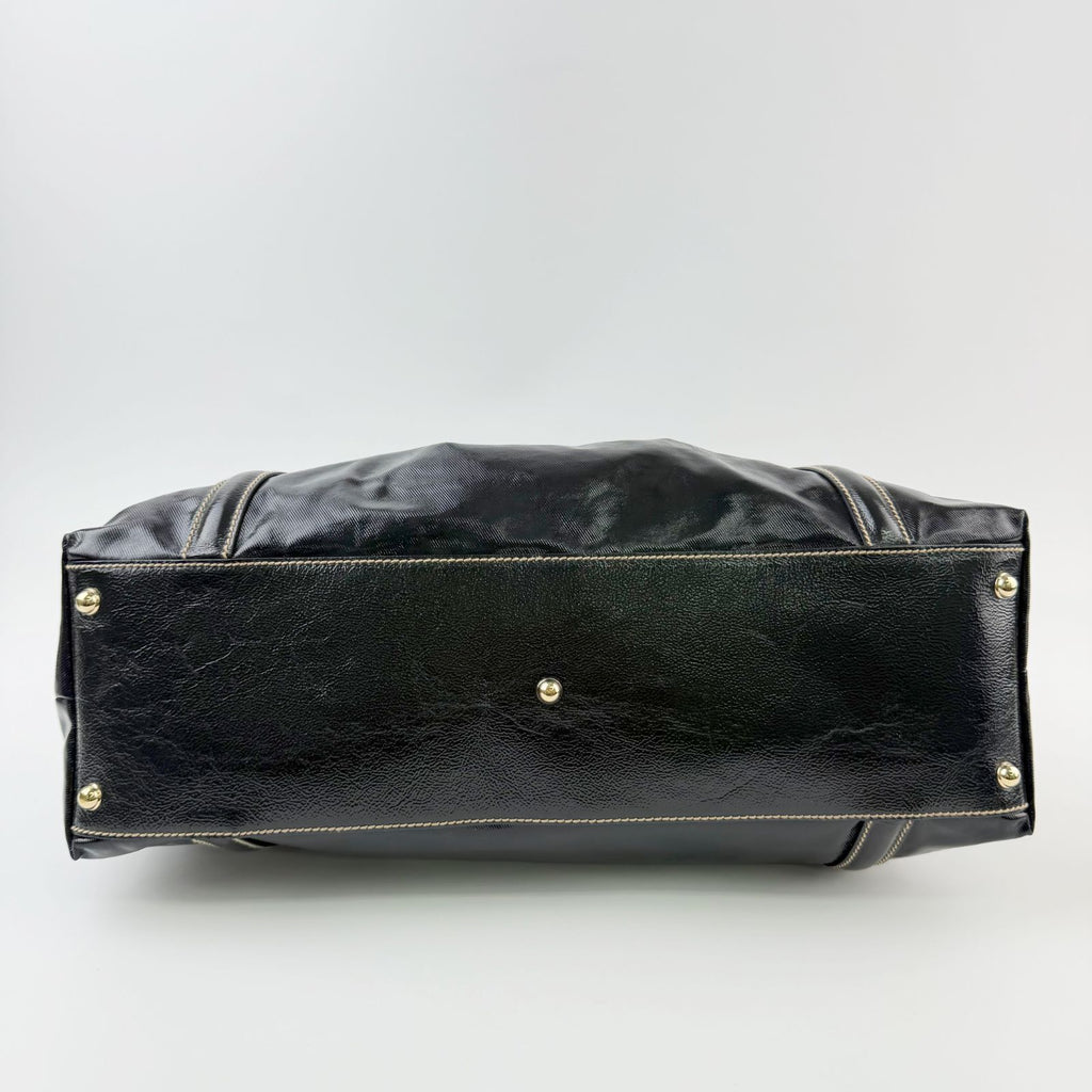 Gucci Brit Interlocking G Sherry Line Tote Shoulder Bag Patent Leather Black — view 5