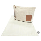 Loewe Oblong Pouch Anagram Leather Patch Jacquard Clutch Beige Brown — view 2